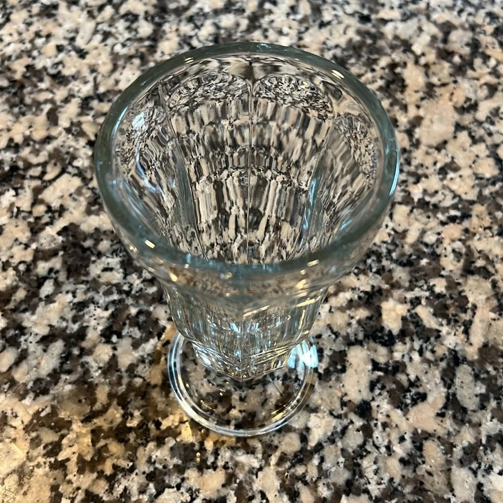Vintage Octagonal heavy malt shake soda fountain parfait clear tall glass 6 5/8